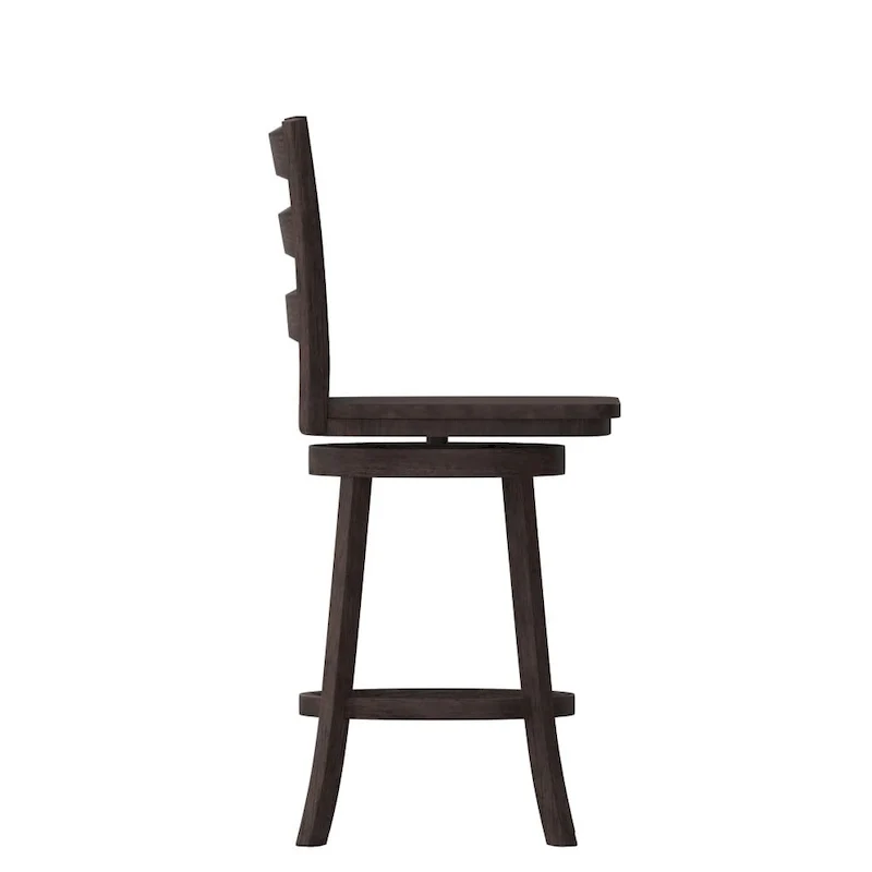 Ladderback Wooden Swivel Counter Stool with Footrest