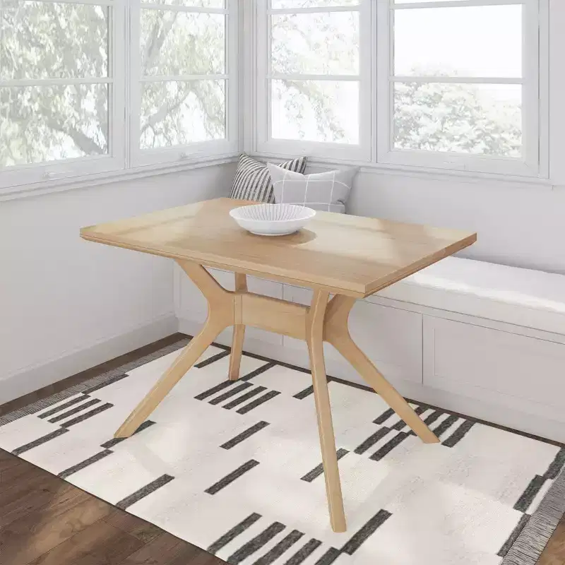 Plank+Beam 48 Verso Rectangular Dining Table for 6, Solid Wood Cross Leg Kitchen Table