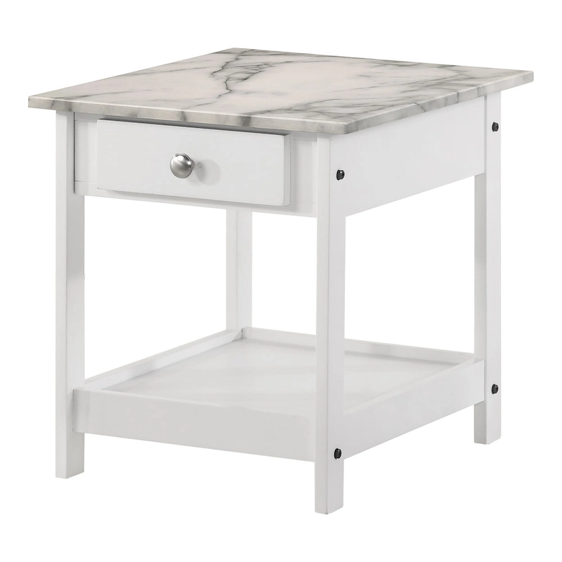 DH BASIC Transitional Rubberwood 3-Piece Open-Shelf Coffee Table and End Table Set with Drawer by Denhour