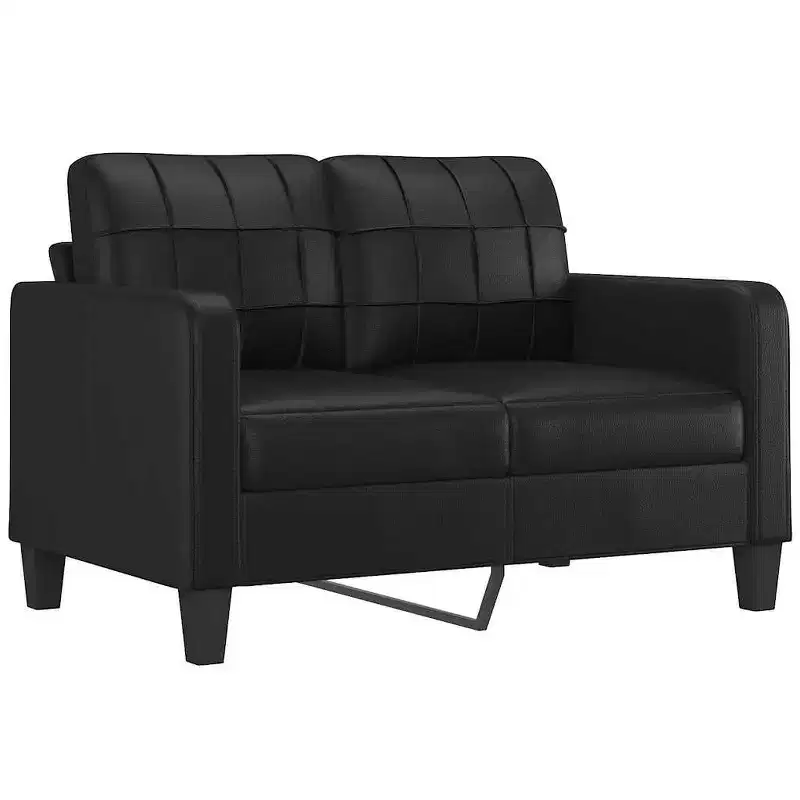 2-seater Sofa Black Faux leather, metal, textilene 2-seater
