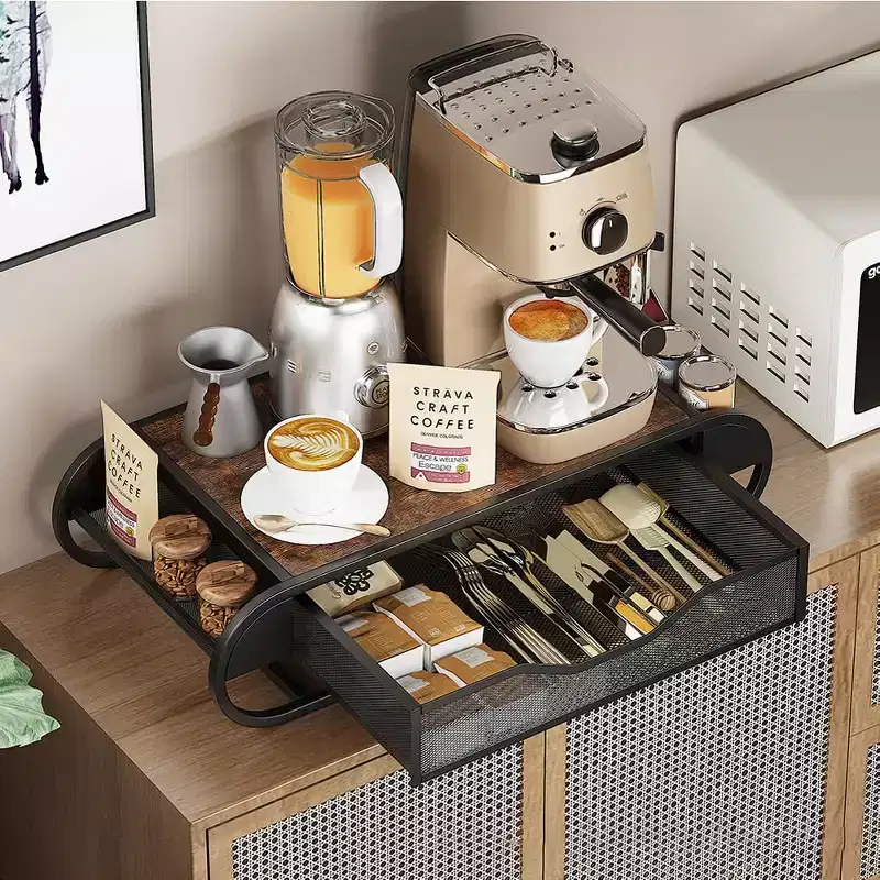 Coffee Pod Drawer Holder, 70-83 Capacity, Adjustable Dividers, Metal & Wood