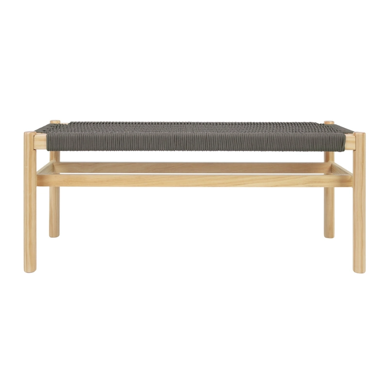 Fernway Solid Wood and Woven Rope Entryway Bench - 43.3L x 15.0W x 18.0H