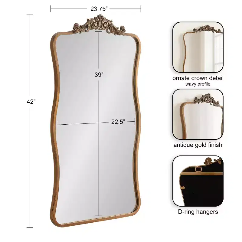 Kate & Laurel All Things Decor 24"X42" Arendahl Wavy Mirror Gold
