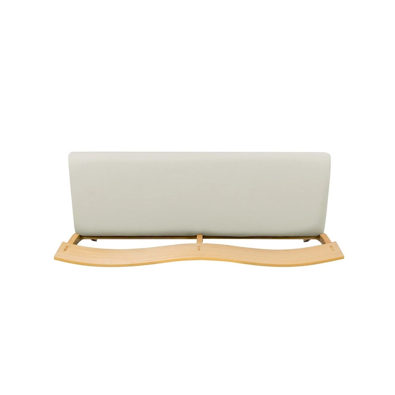 Celi 53 Inch Dining Bench, Cream Fabric Seat, Natural Brown Wood Frame