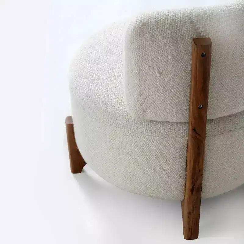 GDFStudio Raleign Modern 24 Acacia Wood and Fabric Upholstered Round Accent Chair