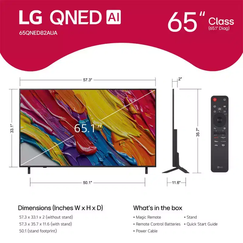 LG 65QNED82A 65 inch Class 82A Series QNED AI 4K UHD Smart TV (2025)