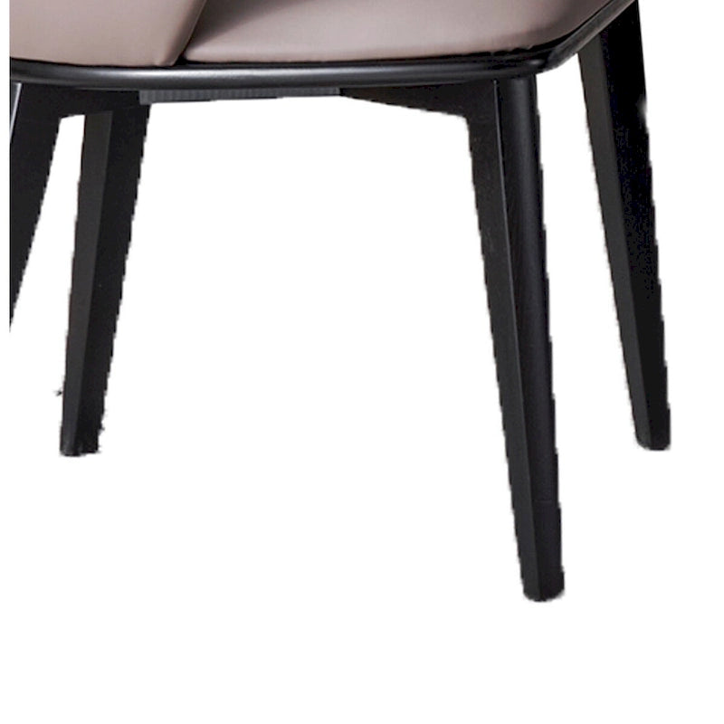 23 Inch Dining Chair Set of 2, Padded Tall Back, Beige Faux Leather