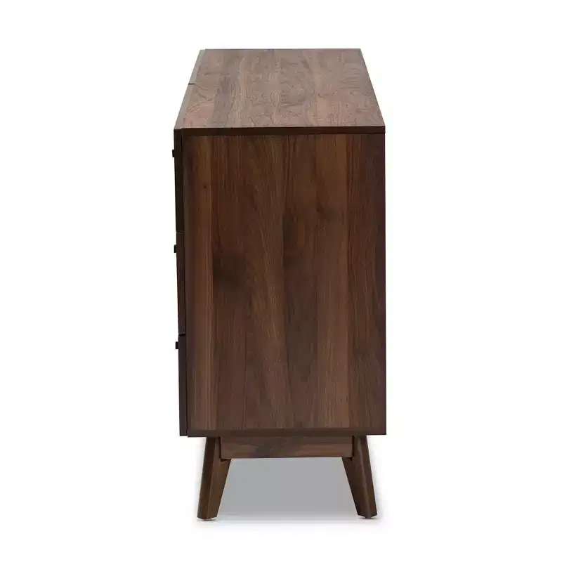 6-Drawer Dresser Walnut Brown Mid-Century Modern 63
