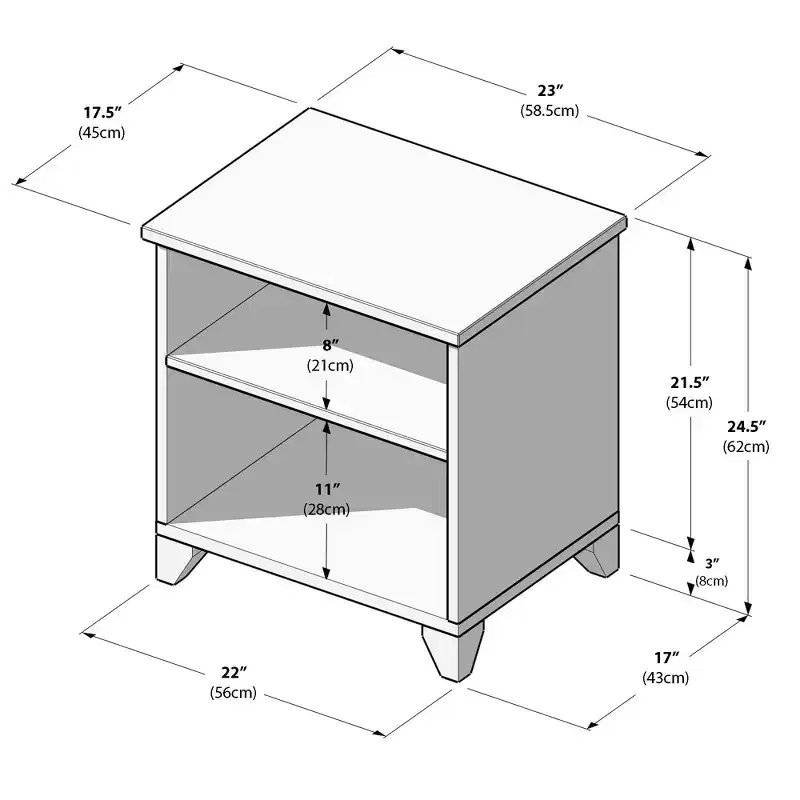 Plank+Beam Solid Wood Nightstand with Shelves