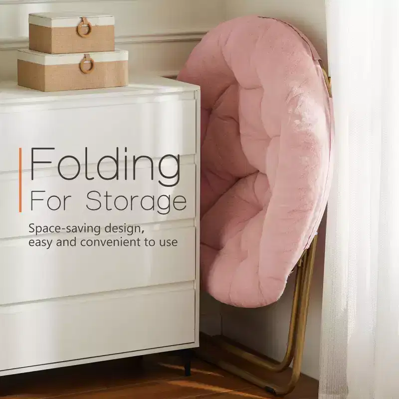 Adult Size Faux Fur Pouf Chair: White and Comfortable