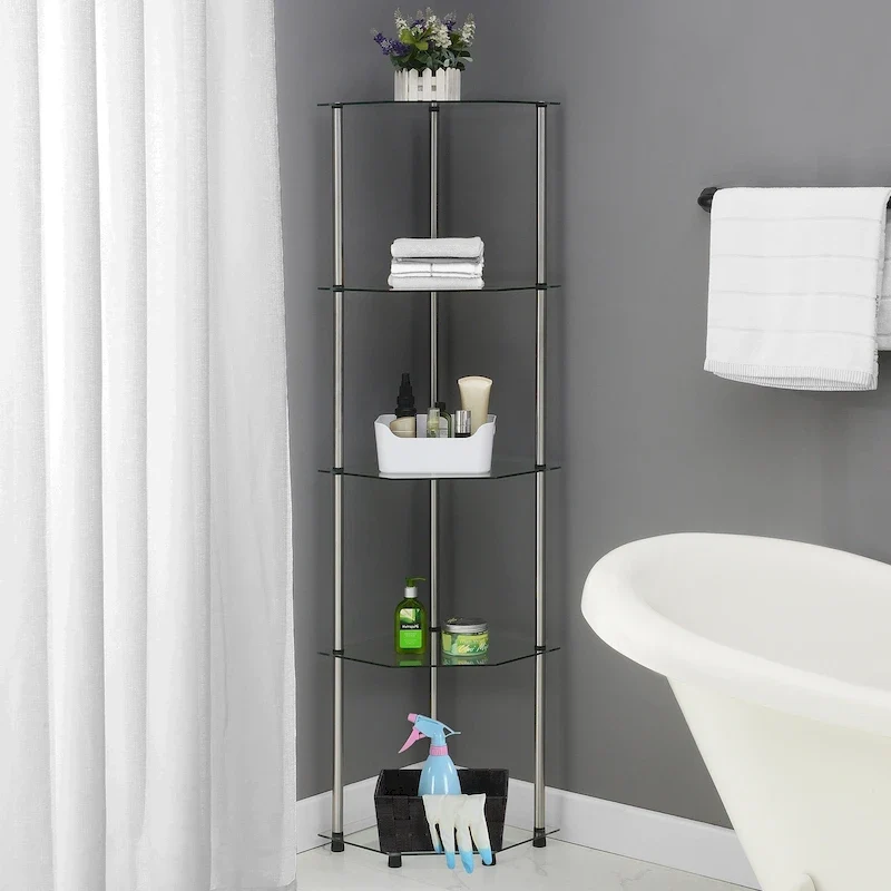 Classic Glass 5-Tier Corner Tower Shelf
