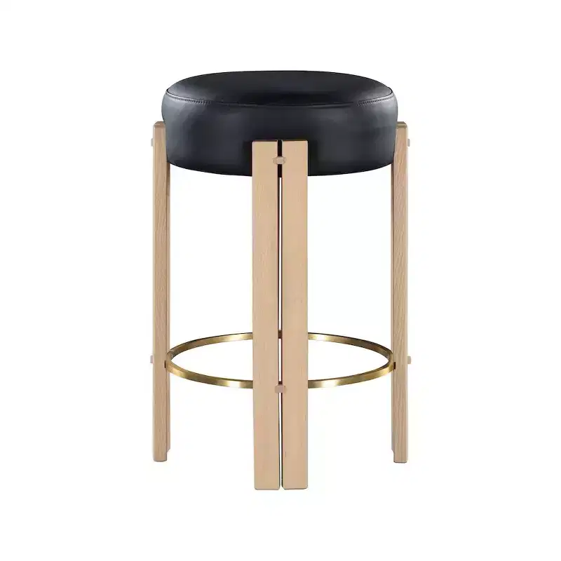 Harrison Black Vegan Leather Counter Stool