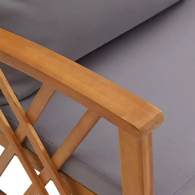 Garden Bench Acacia wood finish and dark grey cushions