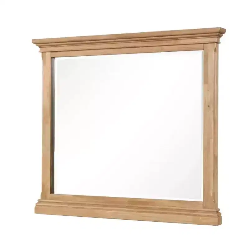 Dresser Mirror, Bevel Glass, Natural Oak Brown Solid Wood, 38x44