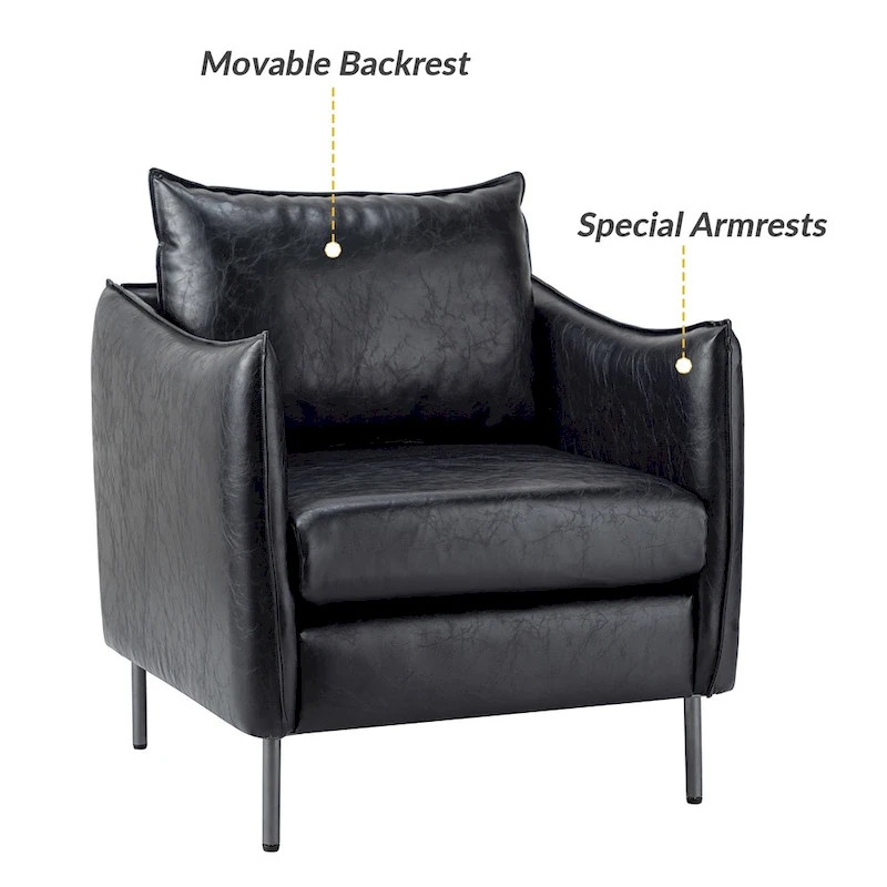 Jaime Modern Vegan Leather Accent chair with Metal Legs Set of 2 by HULALA HOME