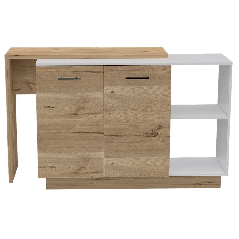 FM Furniture Aspen Kitchen Island, Two Concealed Shelves , Three Divisions