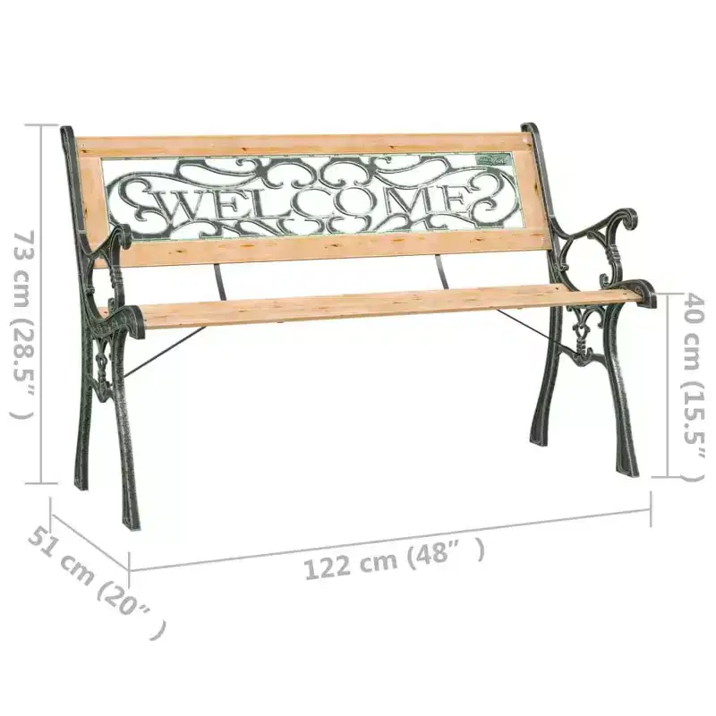 vidaXL Garden Bench Wood Brown, Black Wood, Wrought Iron, PVC Standard