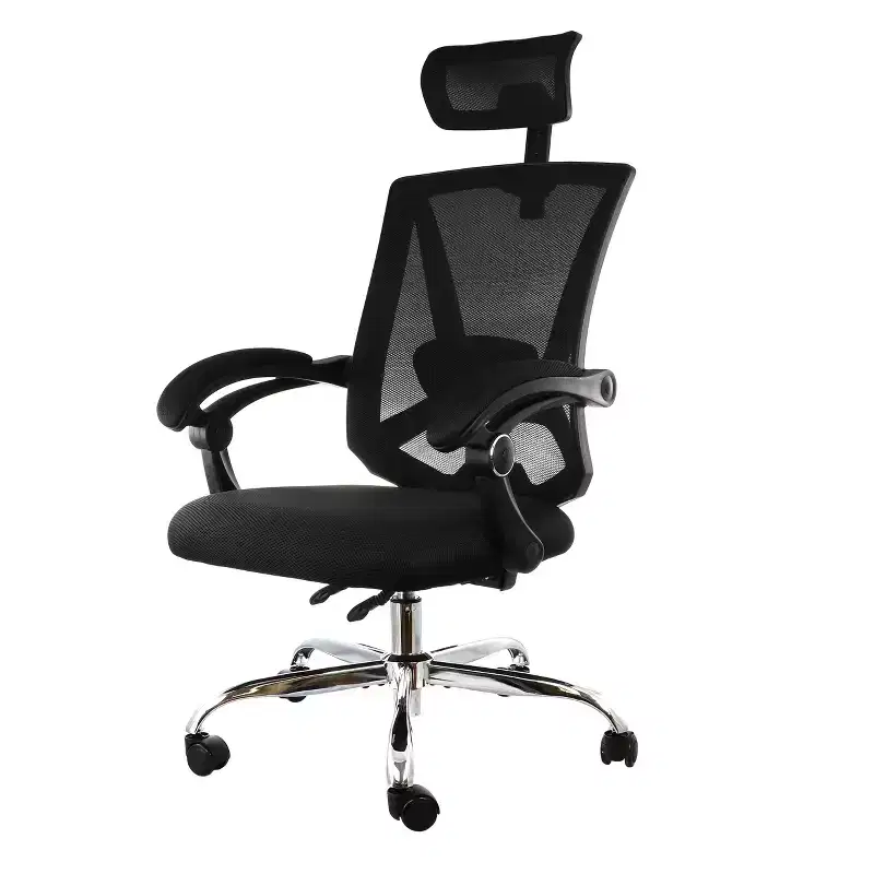 Elama Full Back Mesh Adjustable Office Chair with Headrest in Black