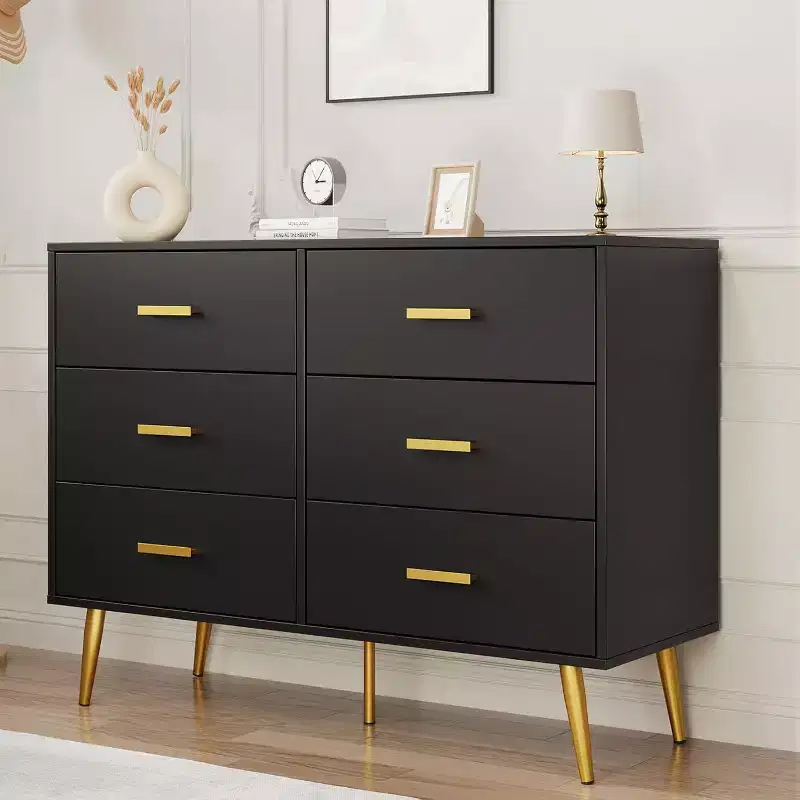 Zstar Bedroom wooden dressing table, chest of drawers with metal handles