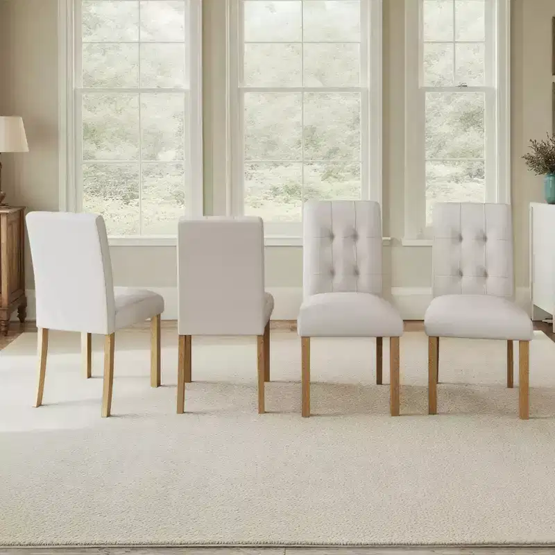 GDFStudio Keller Modern Wooden Dining Chairs with Back and Wood Legs (Set of 4)
