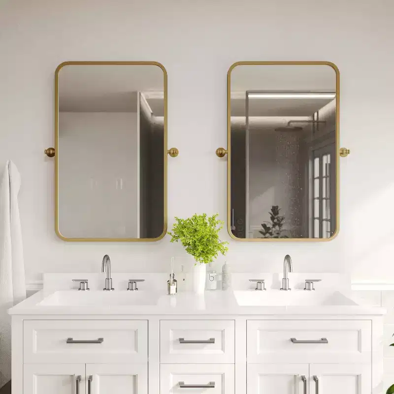 Metal Wall Mirror - Large Accent Vanity Mirror for Bathroom