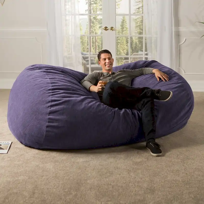 7 Foot Giant Bean Bag Sofa For Adults - Premium Chenille