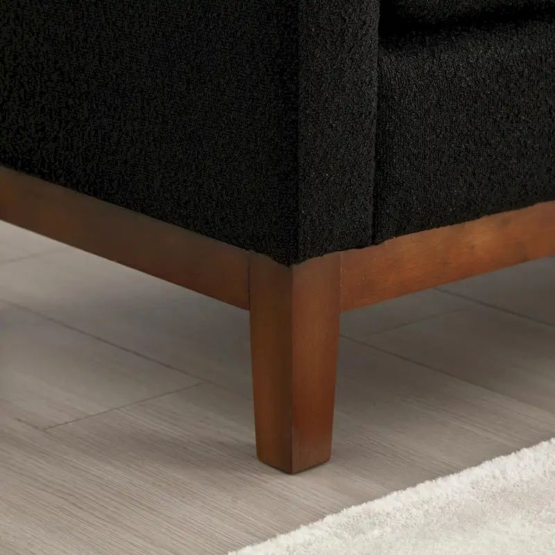 Elegant 53.5 Upholstered Ottoman Bench with Wood Legs & Bolster Pillows
