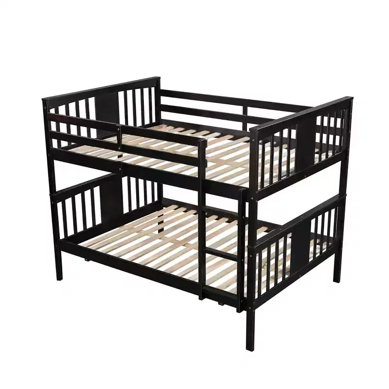 Full over Full Bunk Bed for Kids, Full Size Bunk Bed Frame with Guard Rail for Bedroom Dorm