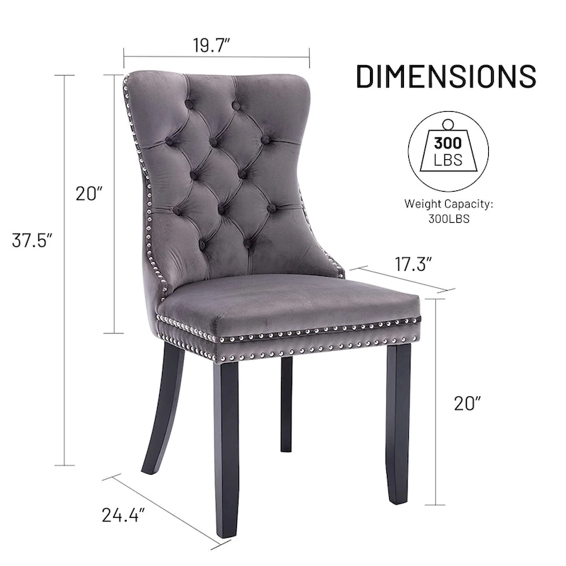 Dining Chairs Set of 6, Luxury Upholstered Velvet Kitchen Chairs Side Chair with Padded Seat Back and Solid Wood Legs - N/A