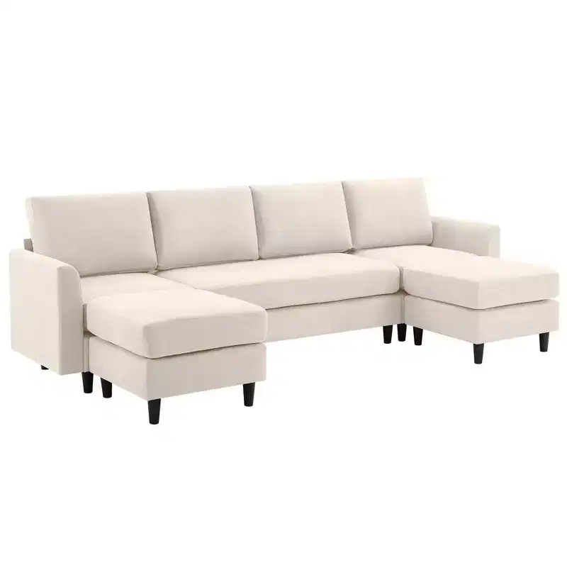 U-Shaped Sectional Sofa With 2 Ottomans, Large 6 Seater sofa for Living Room, Office, Spacious Space