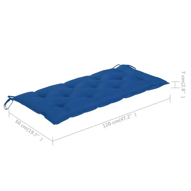 vidaXL Garden Bench Blue, Natural Bamboo Bamboo and 100% Polyester Medium