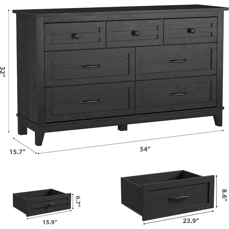 Nightstand with 2 Drawers and Open Shelf, Bedside Table with Storage for Bedroom