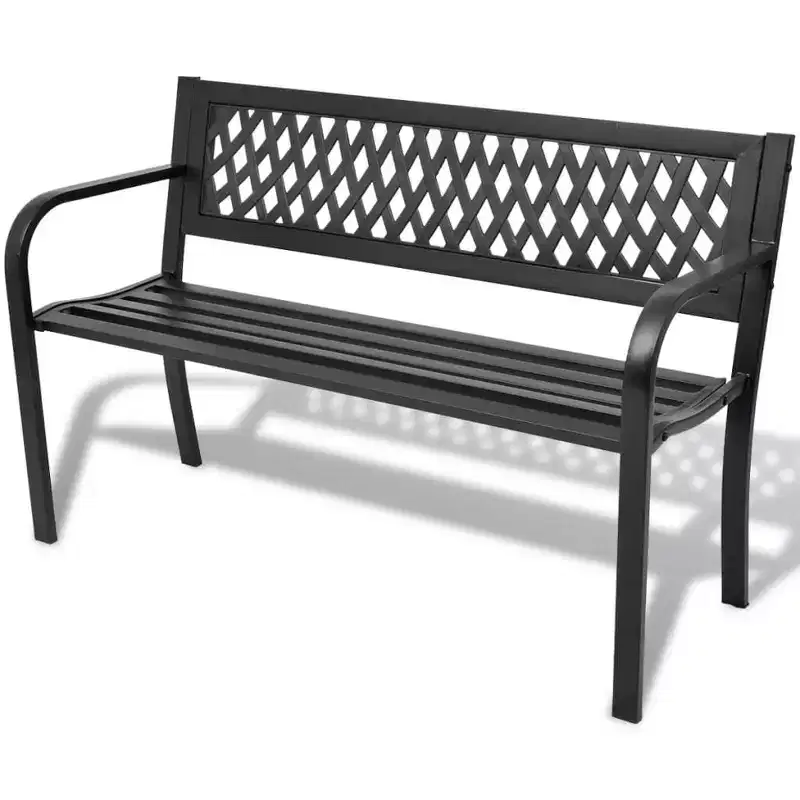 vidaXL Garden Bench Black Steel frame 2-seater Durable Garden Bench