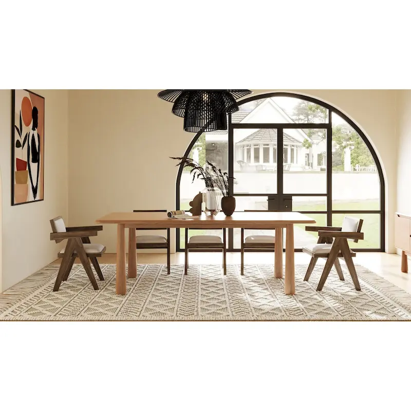 Modrest Rhea Modern 87 Natural Acacia Rectangular Dining Table - Beige