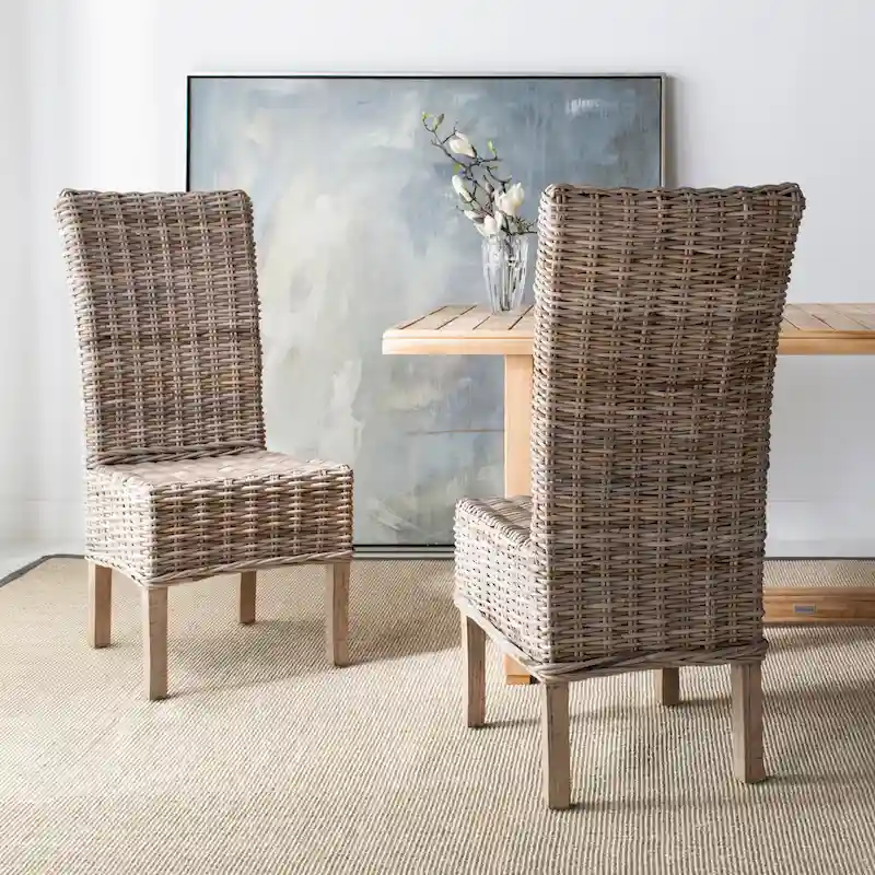 SAFAVIEH Sherryl Unfinished Natural Wicker Dining Chair (Set of 2) - 18.5 x 22.8 x 42.1 - 19Wx23Dx42H