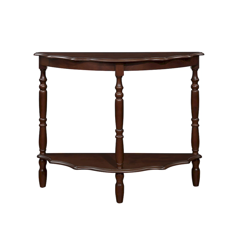 Retro Half-Moon Console Table with Open Shelf