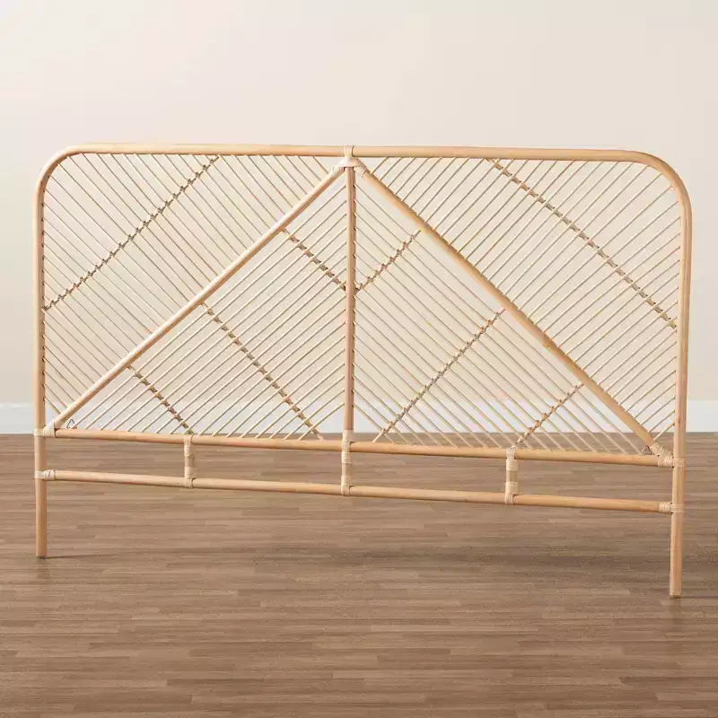 Queen Walid Rattan Standalone Headboard Natural Brown - Baxton Studio: No Assembly, Spot Clean, Freestanding Design