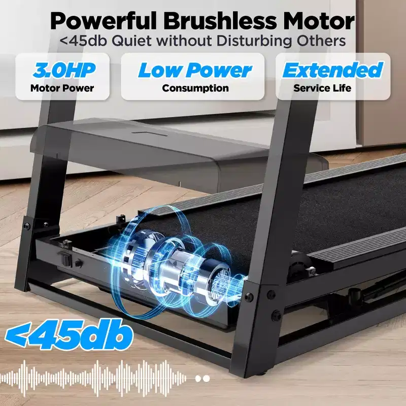 3.5HP Folding Treadmill for Home, 3-Level Incline, 7.5 MPH, 64 Programs, Free courses & App Control