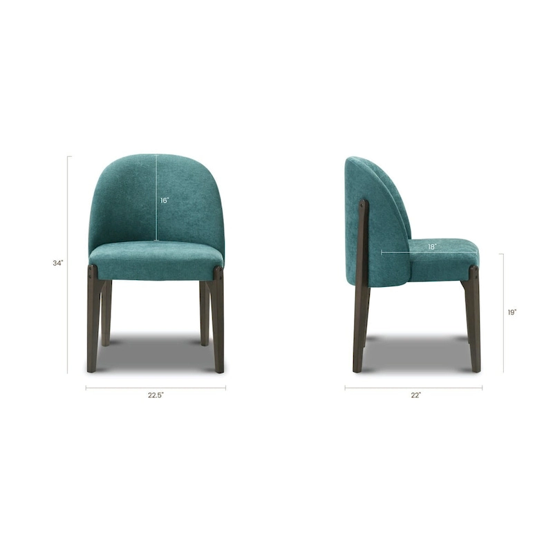 Poly & Bark Pietta Dining Chair (Set of 2) - Durable Fabric with Solid Wood Legs