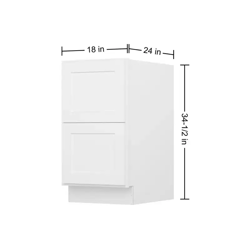 HOMLUX Easy-DIY Shaker White Ready to Assemble Drawer Base Kitchen Cabinet with 2 Drawers