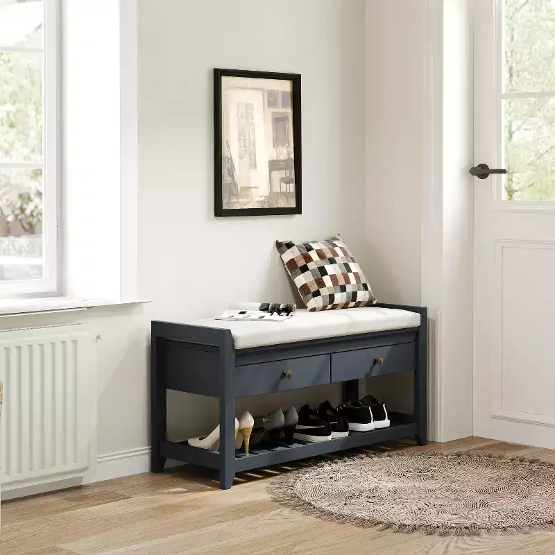 Tree City - 39'' 2-in-1 Entryway Bench Cushioned Shoe Cabinet with Storage