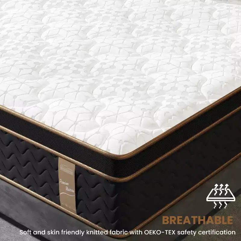 Polyester Memory Foam Pocket Coil Hybrid Mattress King 76