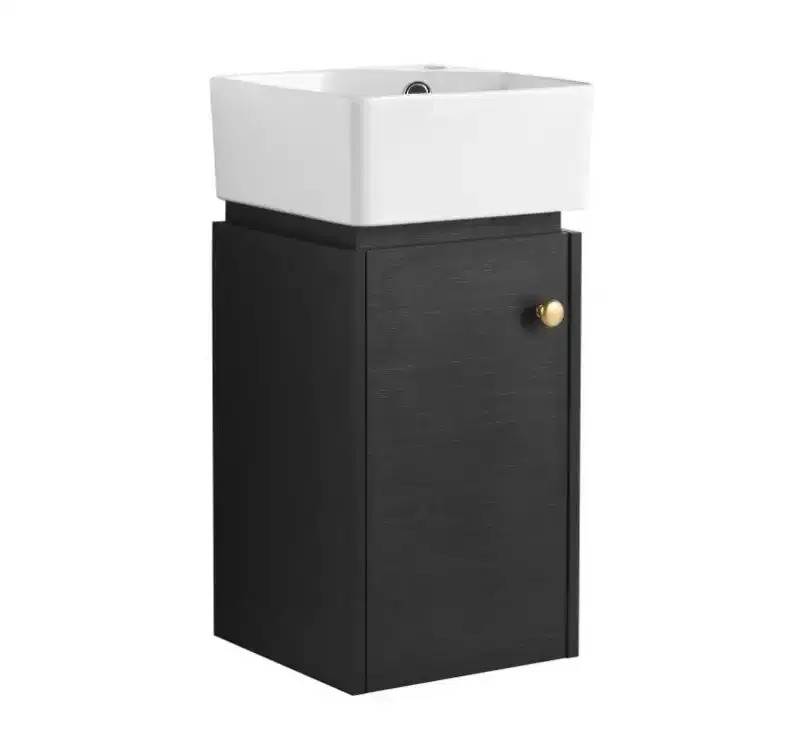 12 Inch Plywood Bathroom Vanity with Sink for Small Bathrooms, Soft Close Door, 121224.1 Inch, Black Color