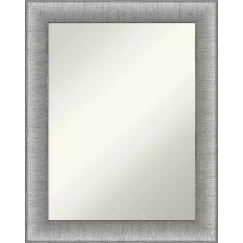 23" x 29" Elegant Bathroom Wall Mirror Brushed Pewter - Amanti Art: Modern Rectangle, Wall Mount