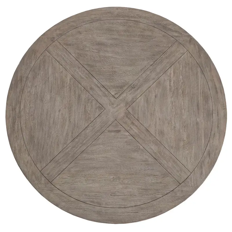 Benchwright Round Antique Grey Oak Dining Table by iNSPIRE Q Artisan