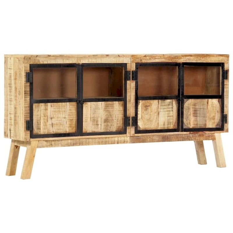 vidaXL Sideboard Brown and Black 63x11.8x31.5 Solid Rough Mango Wood