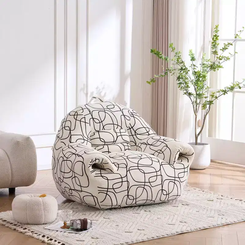 FERPIT Lazy Sofa Chair Upholstery with High-Density Foam, Plush Bean Bag Chair with Armrests for Living Room, Bedroom