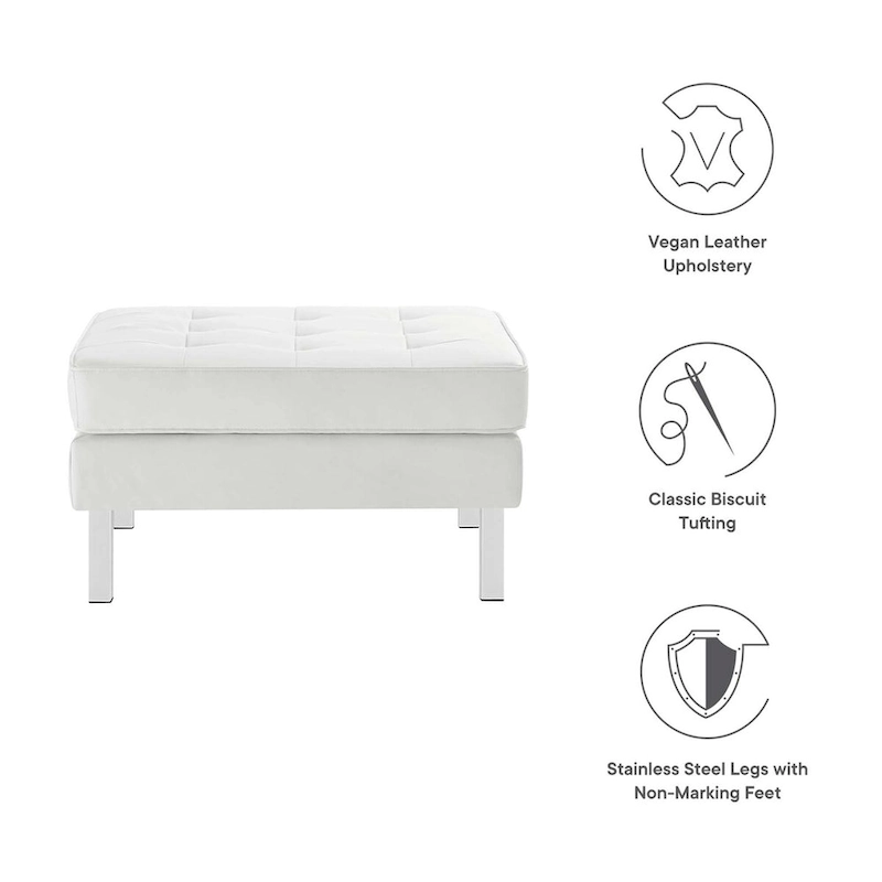 Loft Tufted Vegan Leather Ottoman