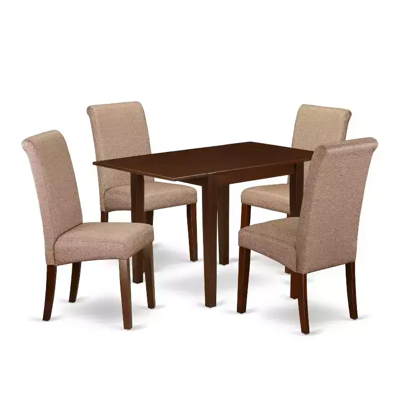 HomeStock 5-Pc Mahogany Finish Solid Wood Top - Dining Room Set - Seats 4