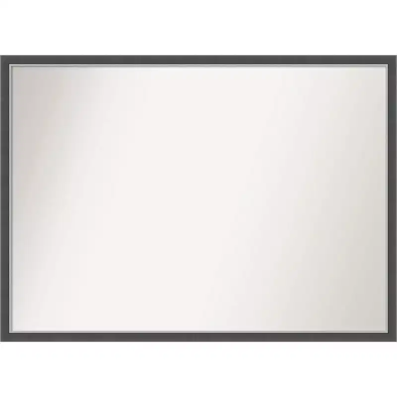 40" x 29" Non-Beveled Eva Thin Bathroom Wall Mirror Black - Amanti Art: Modern Rectangle, Wall Mount